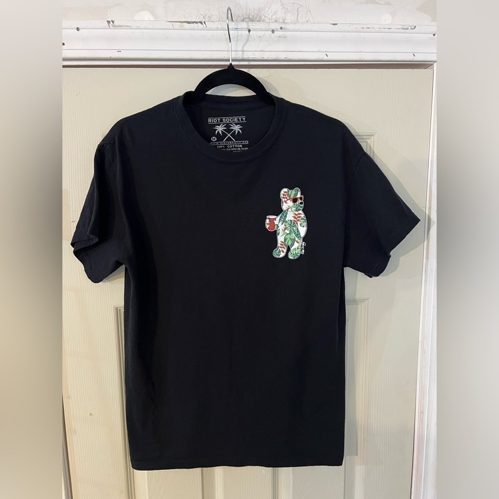Riot Society T Shirt - Floral Bear with Red Solo Cup